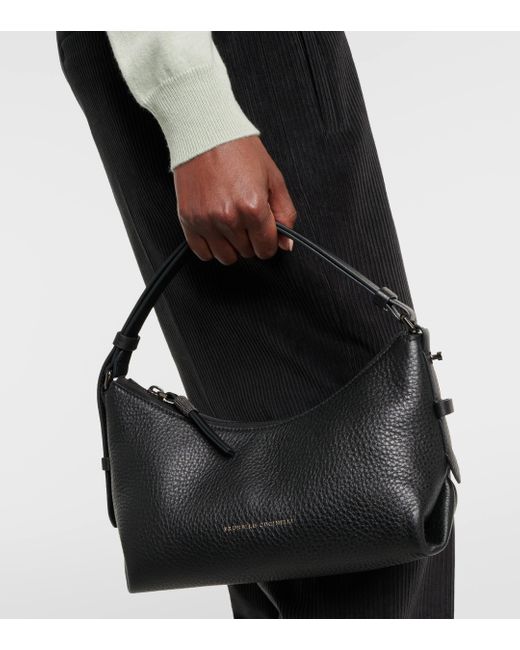 Brunello Cucinelli Black Small Leather Shoulder Bag