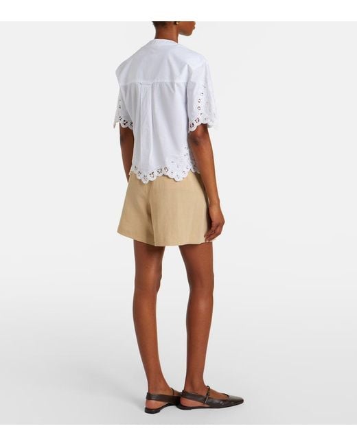 Veronica Beard Natural Gables Pleated Shorts