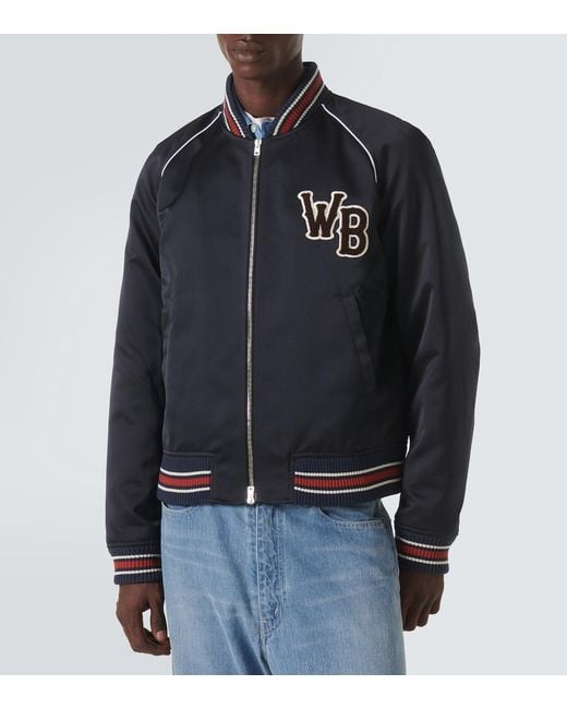 Wales Bonner Blue Marvel Varsity Jacket for men