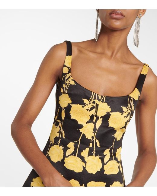 Emilia Wickstead Yellow Talia Floral Taffeta Faille Minidress
