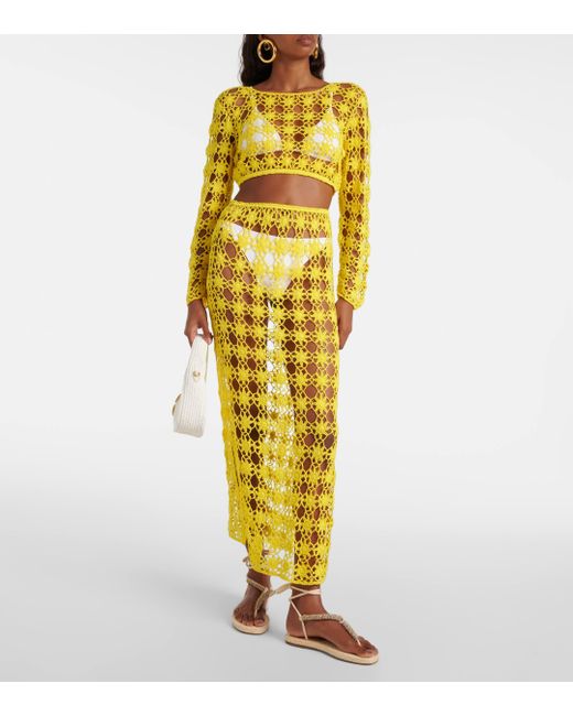 Jupe longue Bella en crochet de coton Anna Kosturova en coloris Yellow
