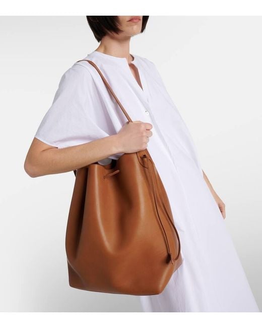 The Row Belvedere Leather Tote Bag in Brown | Lyst
