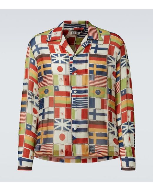 Bode Multicolor International Printed Silk Shirt for men
