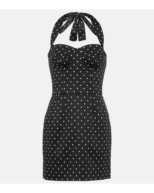 Dolce & Gabbana Black Short Cotton Corset Dress With Polka-Dot