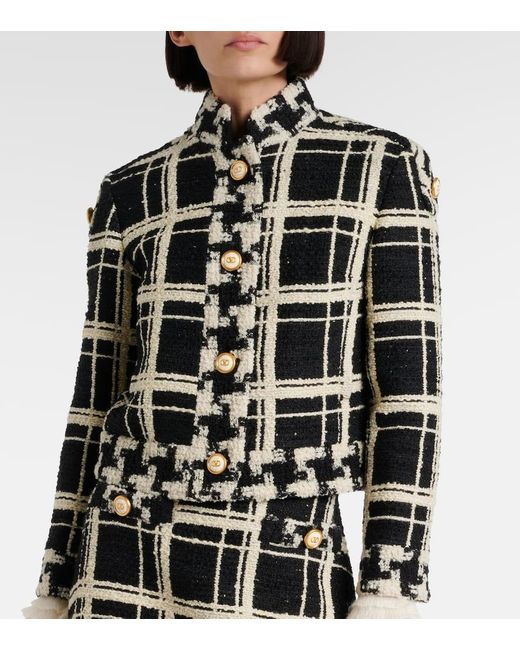 Valentino Black Mossi Wool-Blend Tweed Jacket