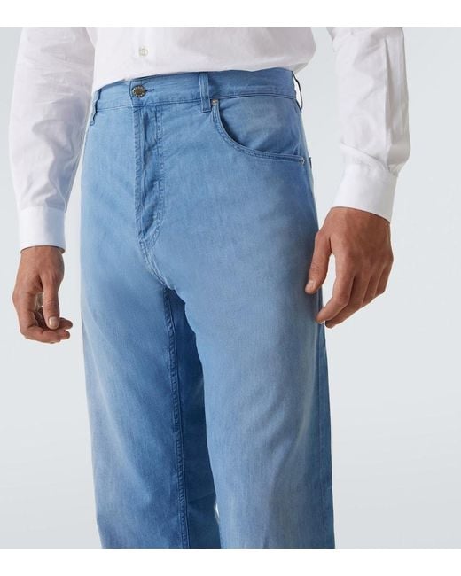 Prada Blue Mid-Rise Straight Jeans for men