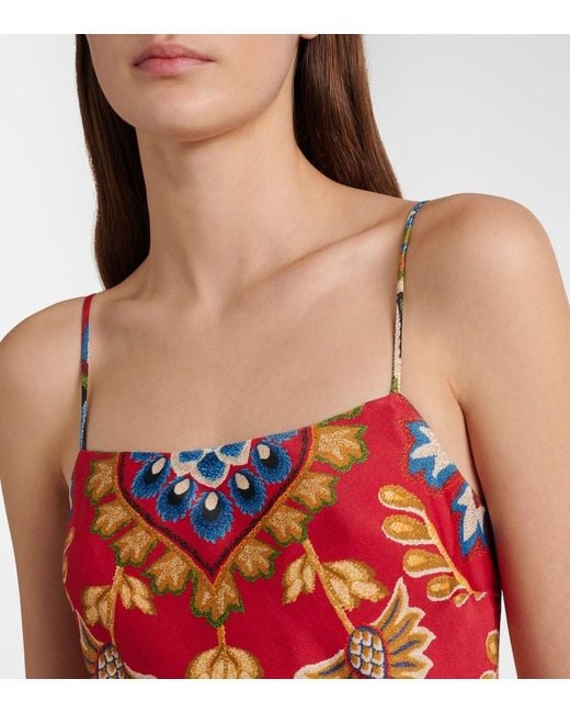 Farm Rio Red Maxikleid Folk Tapestry