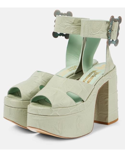 Vivienne Westwood Green Olde London Croc-effect Leather Platform Sandals