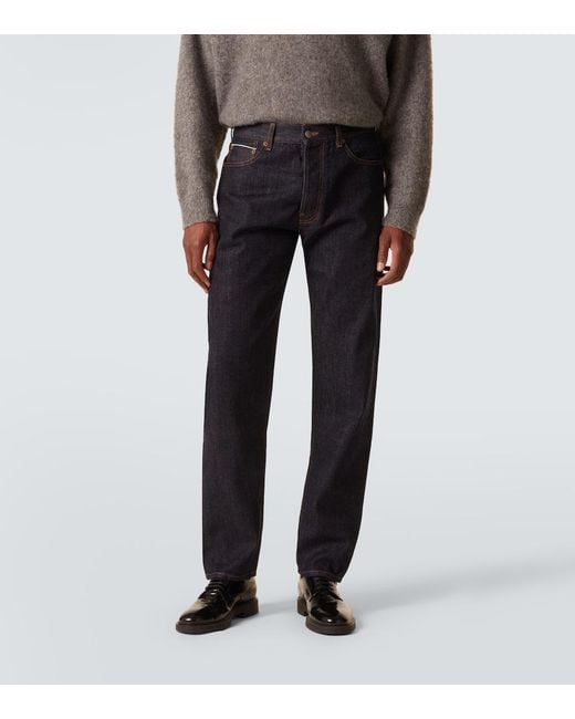 Thom Sweeney Blue Mid-Rise Straight Jeans for men