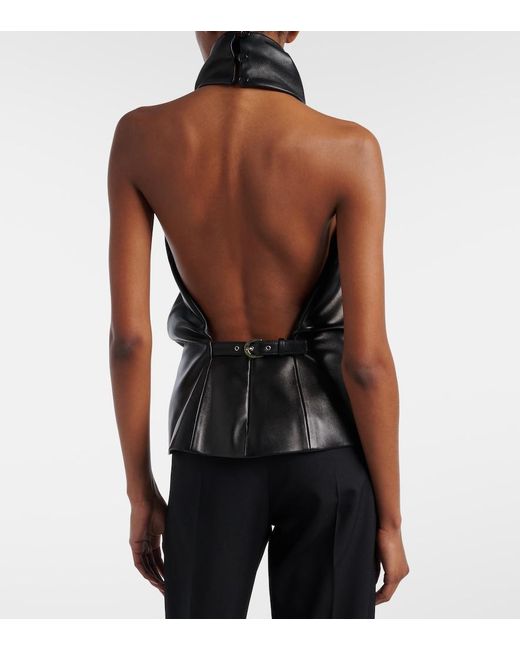 Khaite Black Rone Halterneck Leather Top