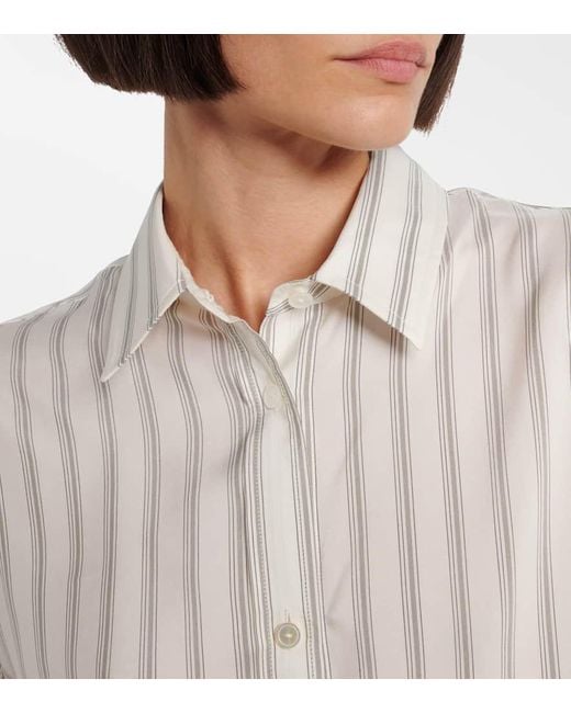 Camisa Eirlys De Popelin De Seda A Rayas The Row de color White