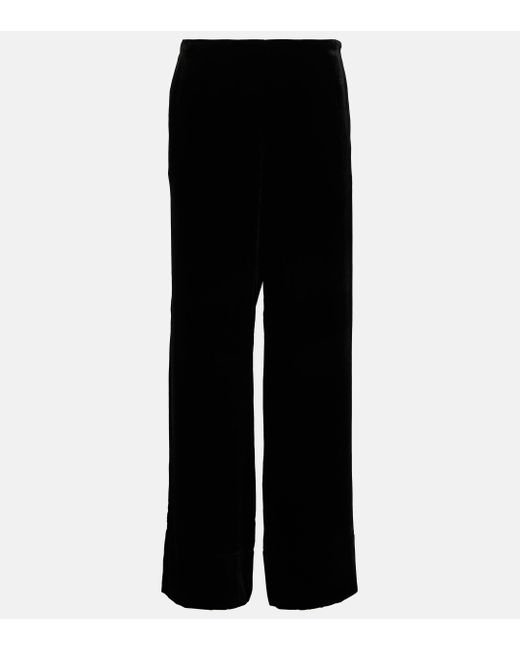 Totême  Black High-rise Velvet Wide-leg Pants