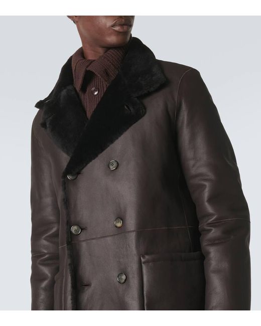 Giorgio Armani Wendbare Jacke Aus Leder Und Shearling in Black für Herren