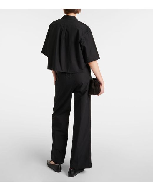 Totême Black Cropped Cotton Shirt