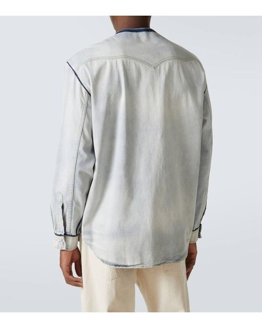 Maison Margiela Verzierte Hemdjacke Aus Denim in Blue für Herren