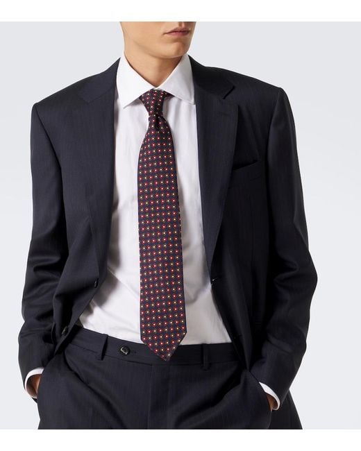Rubinacci Purple Printed Silk Tie for men