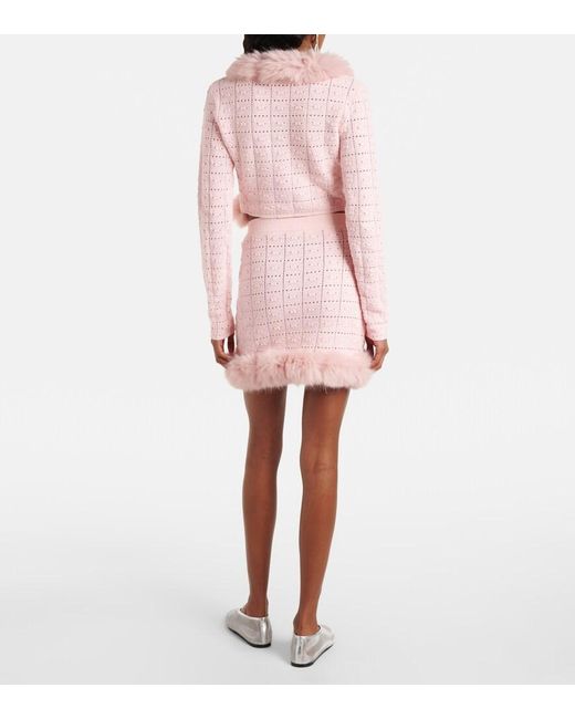 Self-Portrait Pink Crochet Miniskirt