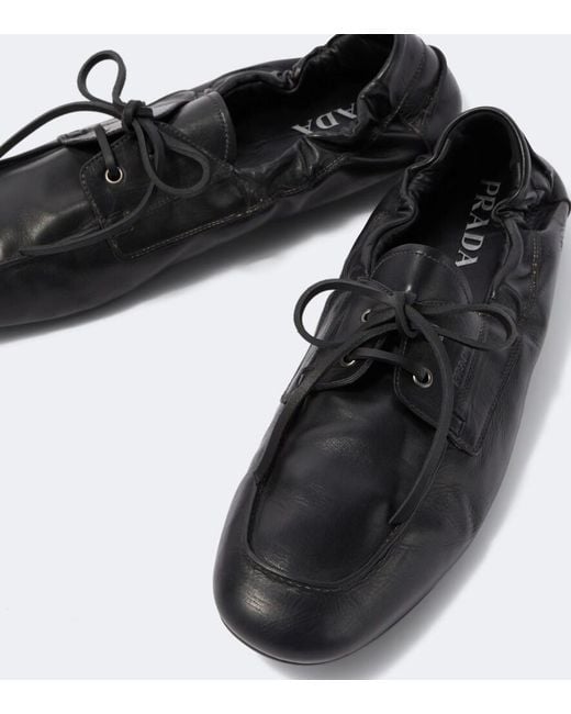 Prada Black Shuffle Leather Loafers for men