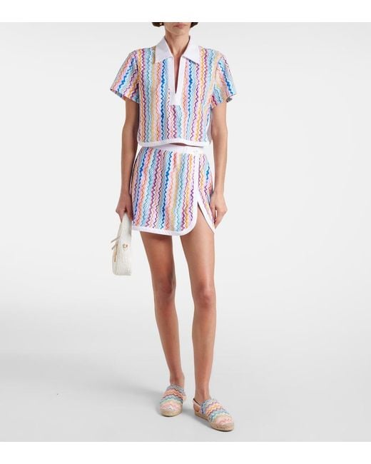 Crop Top De Rizo En Zigzag Missoni de color Blue