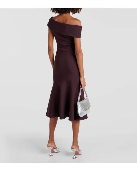 Roland Mouret Purple Off-Shoulder-Midikleid