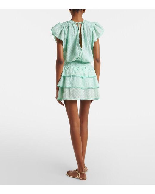 Melissa Odabash Green Jess Embroidered Cotton Minidress