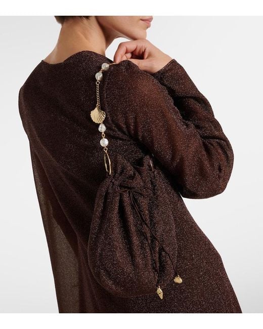Oseree White Lumiere Small Embellished Bucket Bag