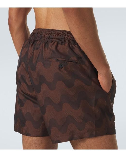 Frescobol Carioca Brown Rio Printed Jacquard Swim Trunks for men