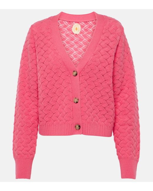 Jardin Des Orangers Pink Wool And Cashmere Cropped Cardigan