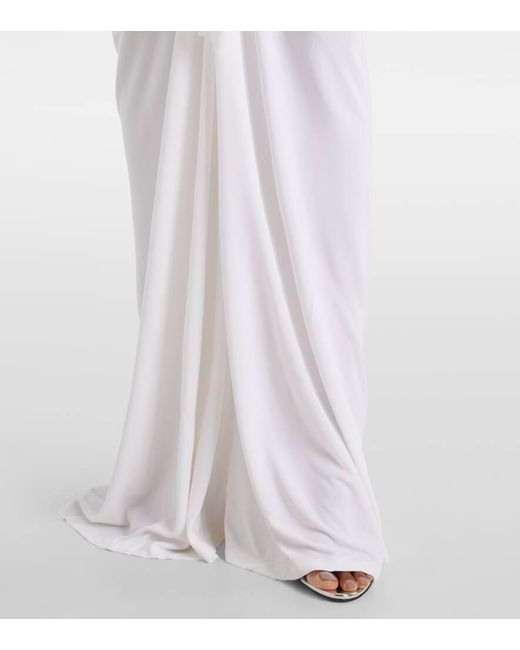 Christopher Esber White Embellished Gathered Jersey Gown
