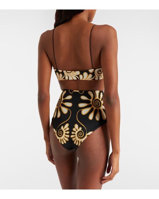 Cala De La Cruz Metallic Isla Printed Bikini Top