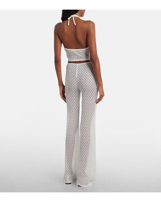 Missoni White Open-Knit Halterneck Lame Crop Top