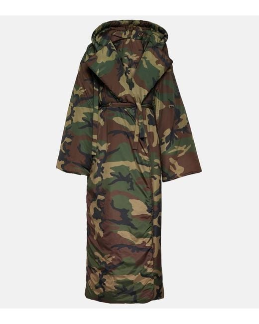Norma Kamali Green Sleeping Bag Camouflage Coat