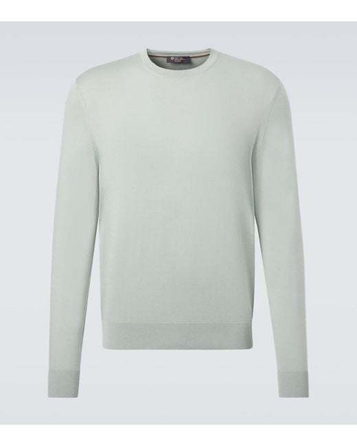 Loro Piana Gray Cotton Crewneck Sweater for men
