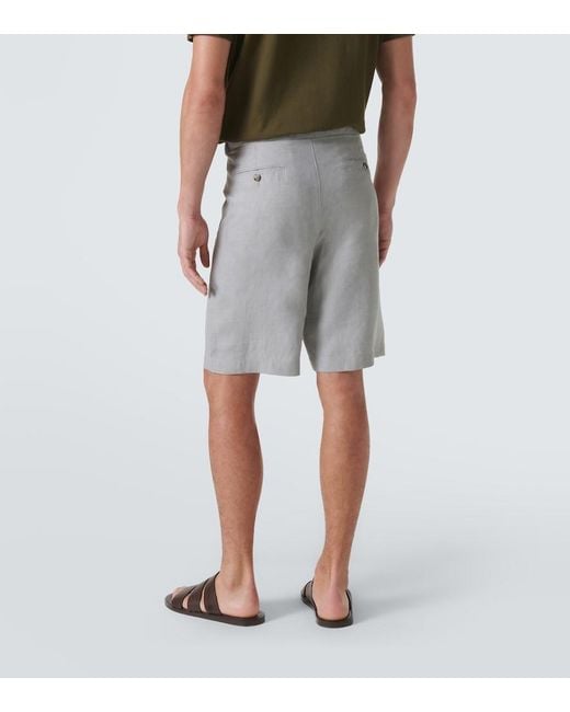 Loro Piana Gray Nolan Linen Bermuda Shorts for men