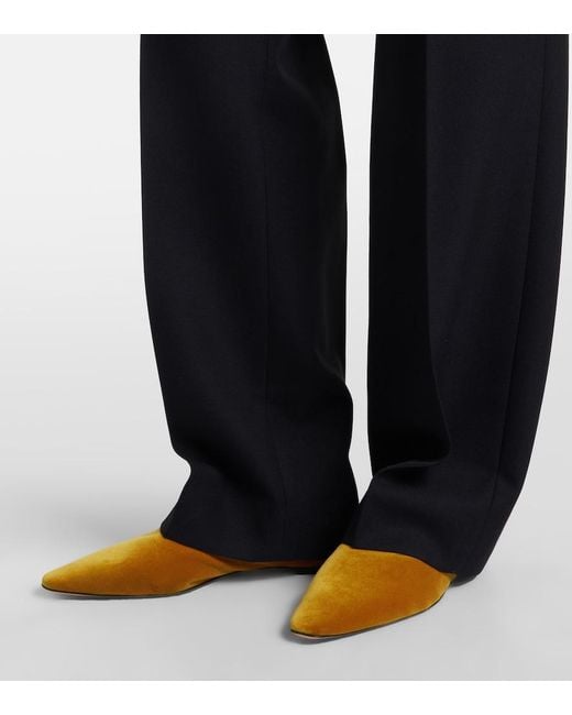 Totême Yellow Velvet Slip-On Shoes