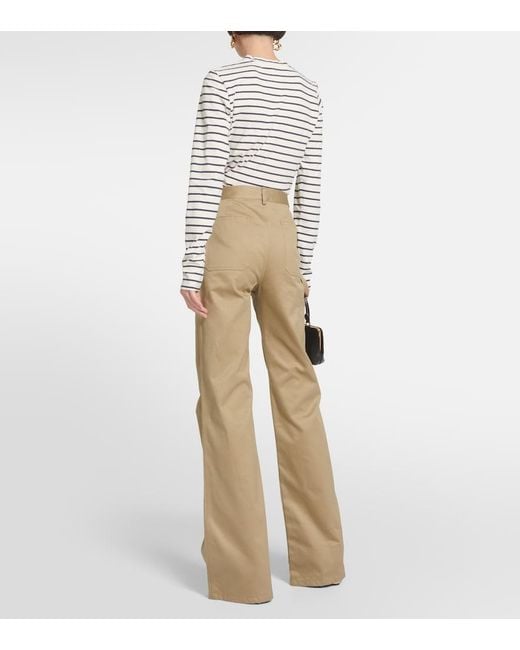 Nili Lotan Natural Quentin High-Rise Cotton Flared Pants