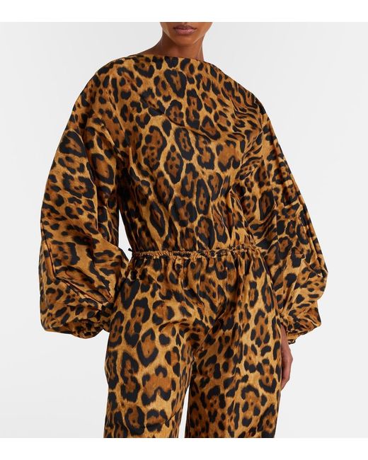 Alaïa Brown Oversized Animal-Print Bodysuit