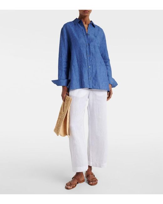 Velvet White Lola Linen Wide-Leg Pants