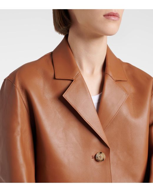 Totême  Brown Oversized Leather Jacket