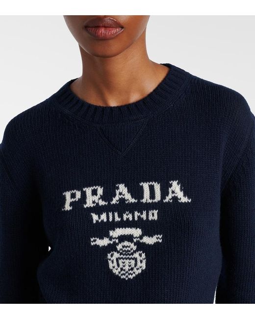 Prada Blue Wool And Cashmere Sweater