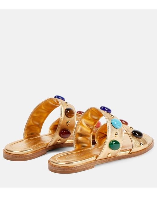 Gianvito Rossi Shanti Embellished Metallic Leather Sandals