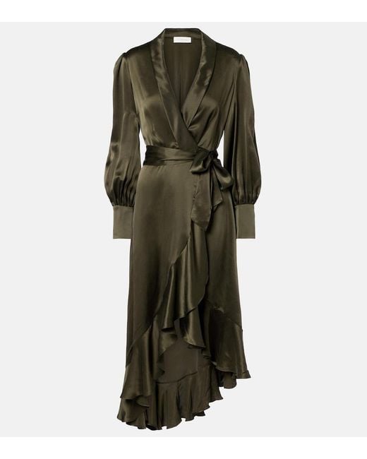 Zimmermann Green Silk Wrap Dress