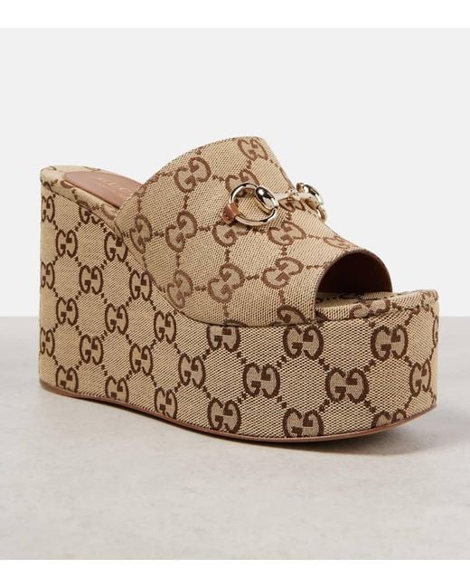 Sandalo Donna Con Zeppa E Morsetto, Taglia di Gucci in Brown