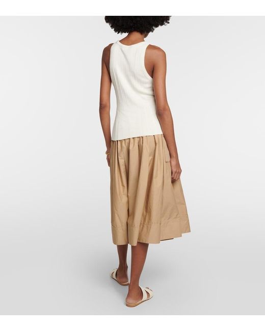 Co. White Ribbed Silk Tank Top