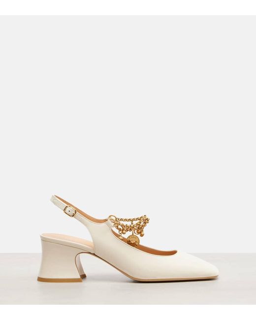 Chloé Natural Slingback-Pumps Charms 55 Aus Leder