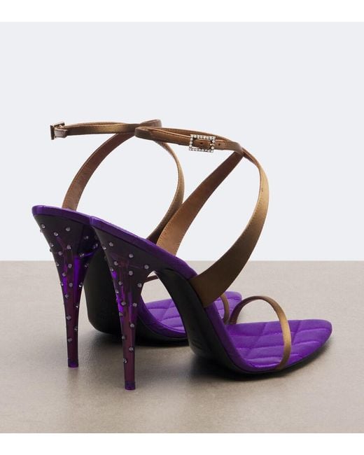 Saint Laurent Purple Ivresse Embellished Quilted Satin Sandals
