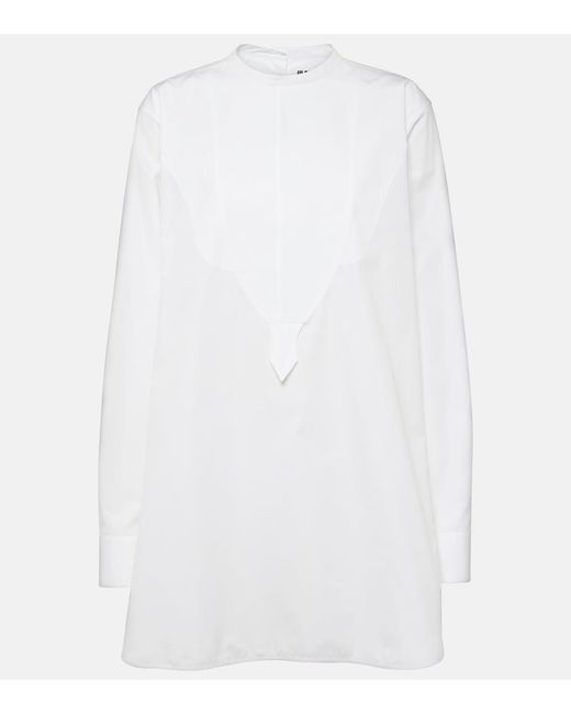 Jil Sander White Embroidered Cotton Poplin Blouse