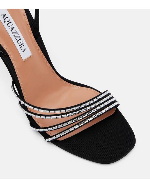 Aquazzura Black Mistica 105 Embellished Satin Sandals