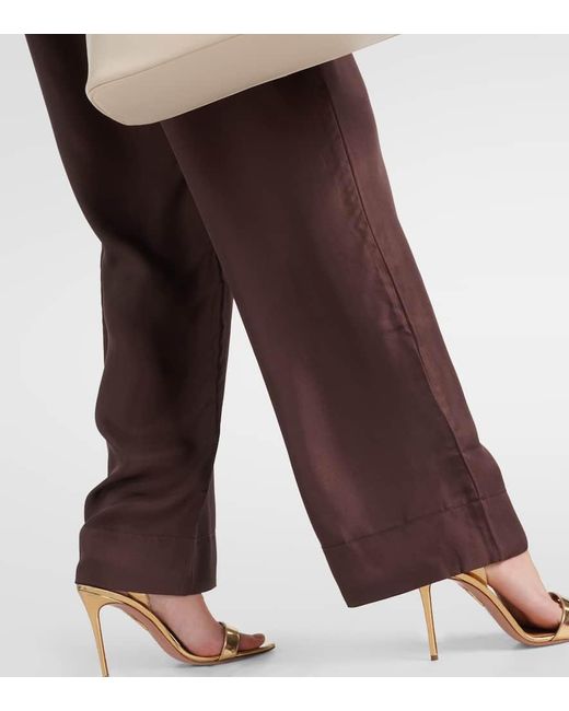 Pantaloni Aurelia in twill di seta di Asceno in Brown