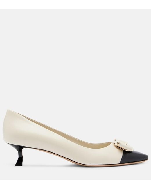 Ferragamo Natural Zelma Bow-Detail Leather Pumps
